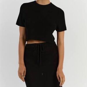DISSH ASHER BLACK KNIT CROPPED TEE